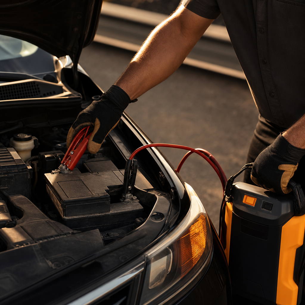 Flatbed Towing West Palm Beach — jump start image in West Palm Beach